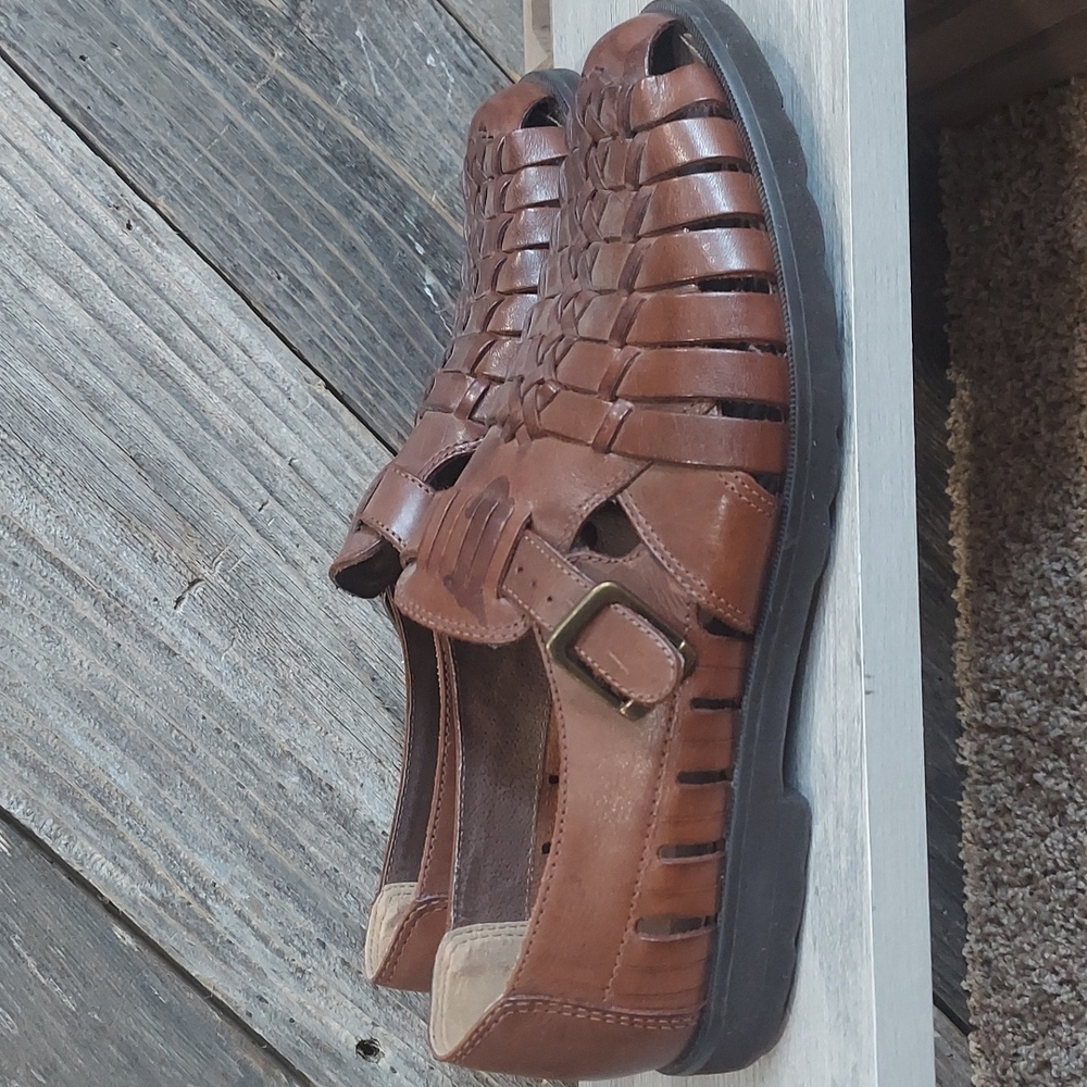 Giorgio Brutini Tan Leather Woven Sandals